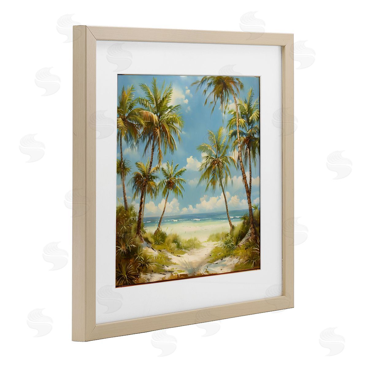 Creative Studio Bright Palms Tropical Paradise Birch Framed Print Under Glass Art