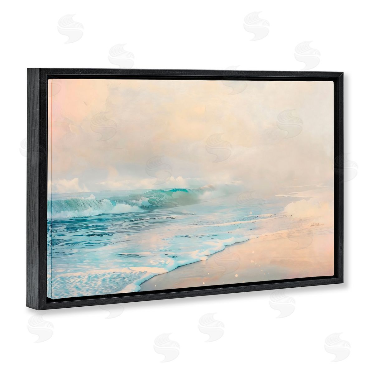 Creative Studio Pale Beach Fading Neutrals Black Floating Frame Canvas Wall Art Print