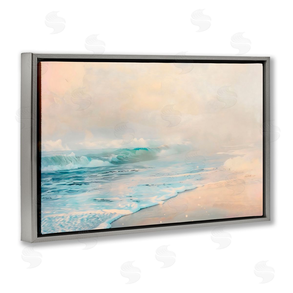 Creative Studio Pale Beach Fading Neutrals Gray Floating Frame Canvas Art Print
