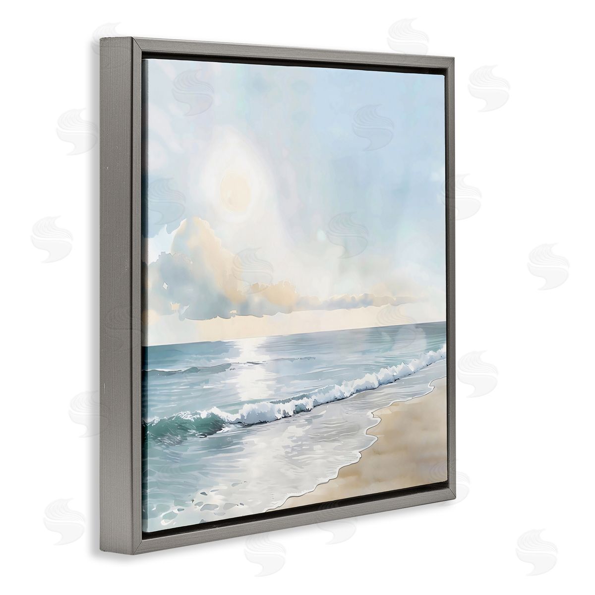 Creative Studio Blue Seascape Overhead Cloud Gray Floating Frame Canvas Art Print