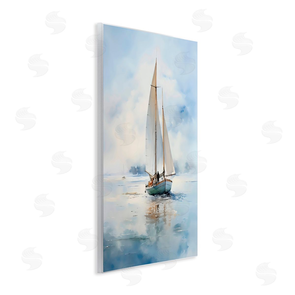 LSR Design Studio Clouded Ocean Waves Sailboat Wall Plaque Art Print