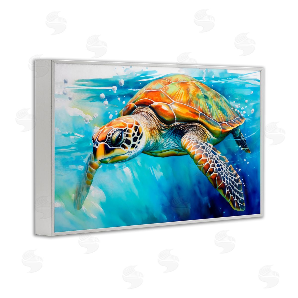 Creative Studio Graceful Swimmer Tortoise White Frame Giclee Art Print