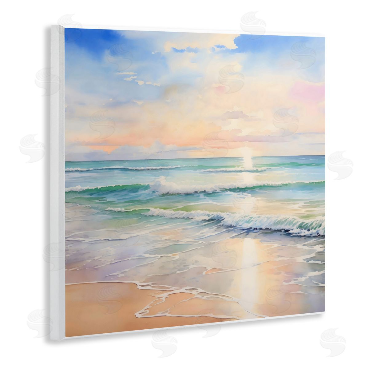 Creative Studio Crashing On Shore at Sunrise Wall Plaque Art Print