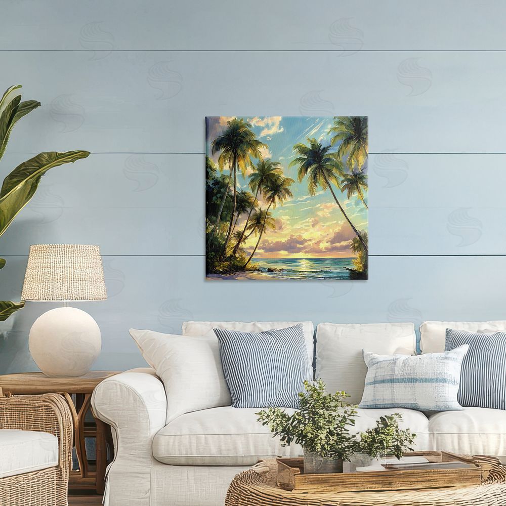 Creative Studio Sunset On The Beach Palms Printed Wall Art in Room