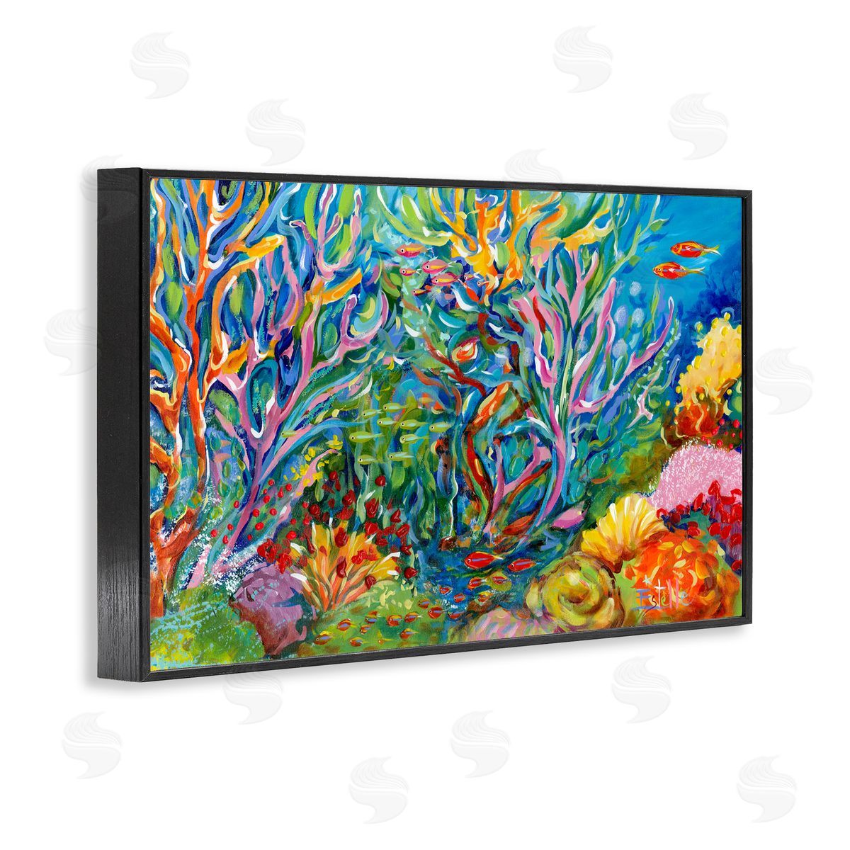 Estelle Grengs Abstract Coral Reef Life Black Framed Giclee Art Print