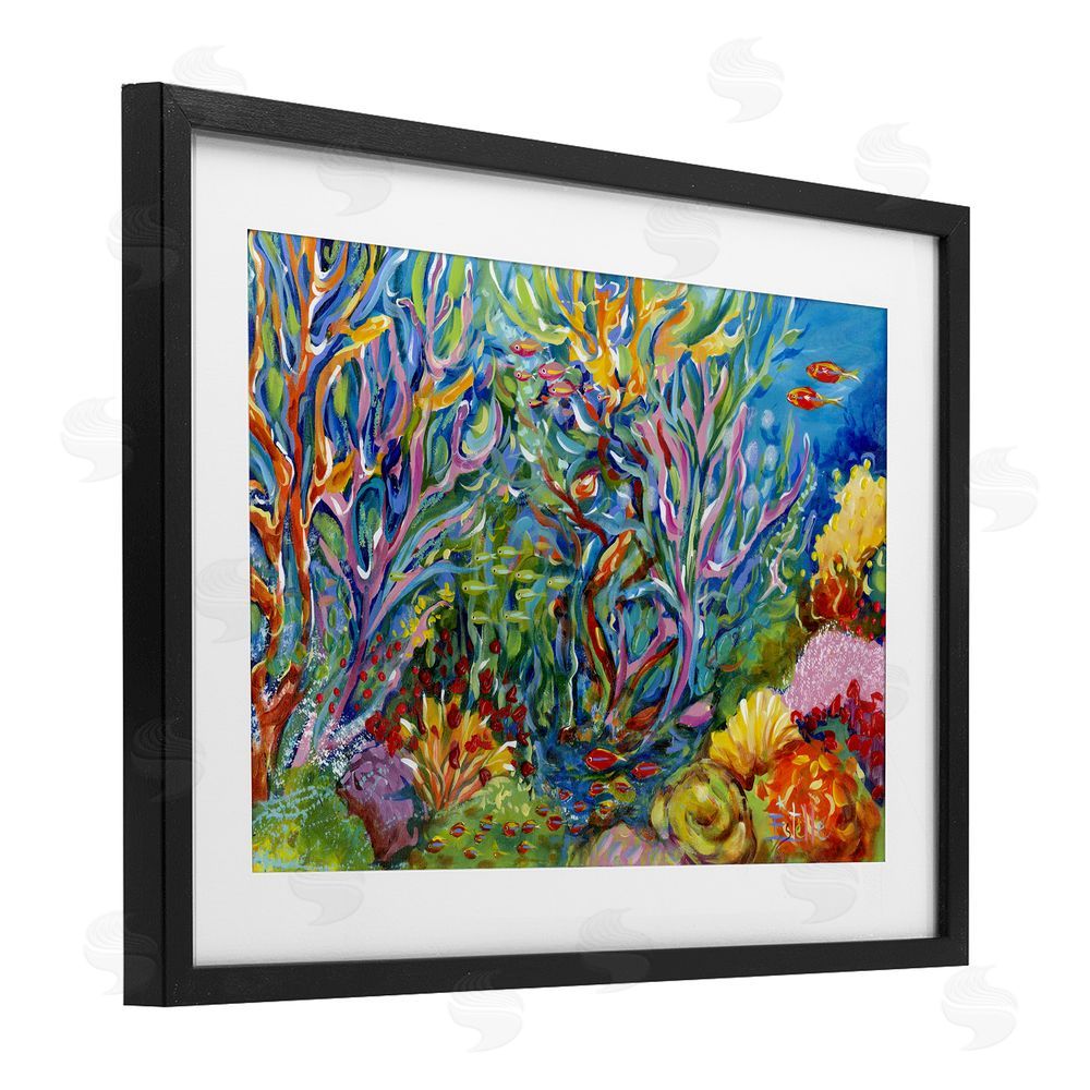 Estelle Grengs Abstract Coral Reef Life Black Framed Print Under Glass Art