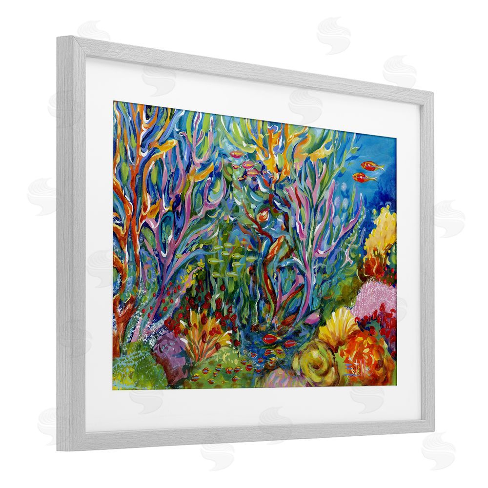Estelle Grengs Abstract Coral Reef Life Gray Framed Print Under Glass Art