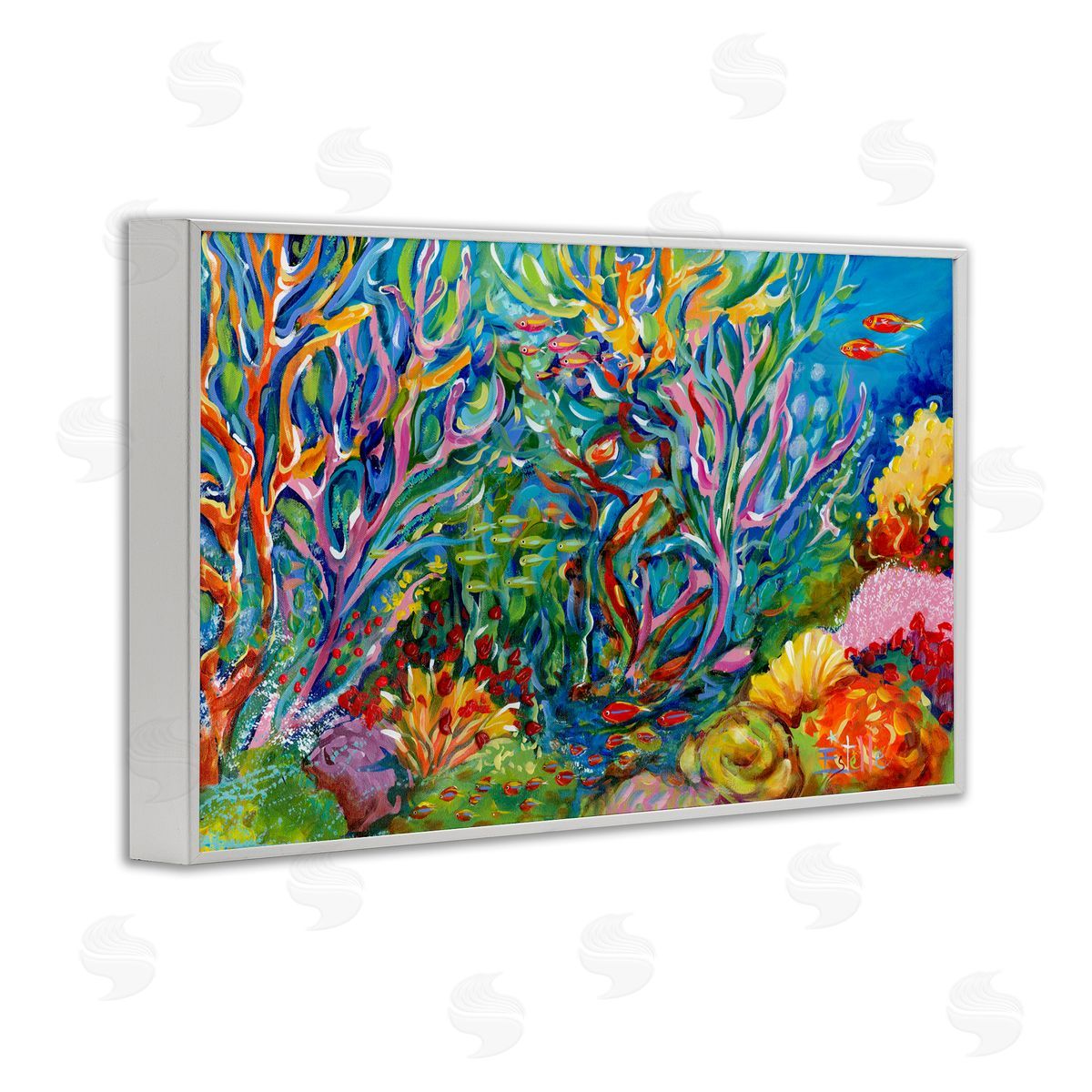 Estelle Grengs Abstract Coral Reef Life White Frame Giclee Art Print