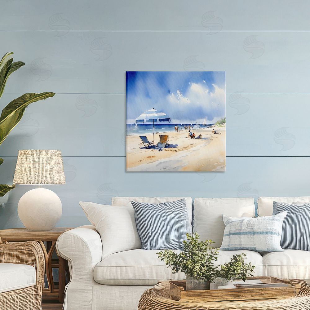 LSR Design Studio Stay A While Beach Outing Printed Wall Art in Room