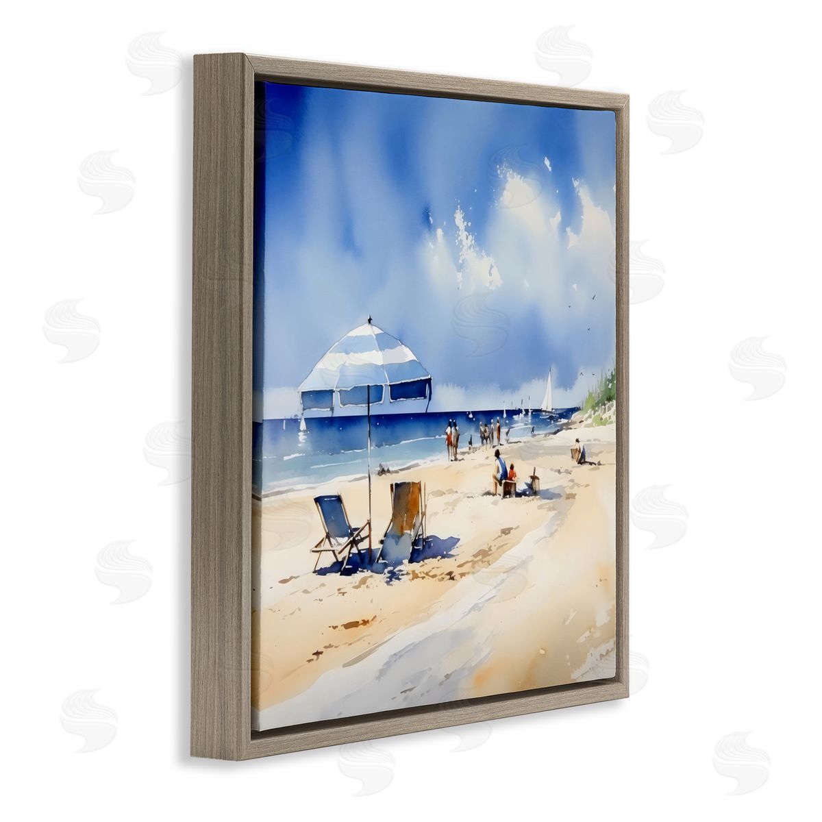 LSR Design Studio Stay A While Beach Outing Brown Floating Frame Canvas Art Print
