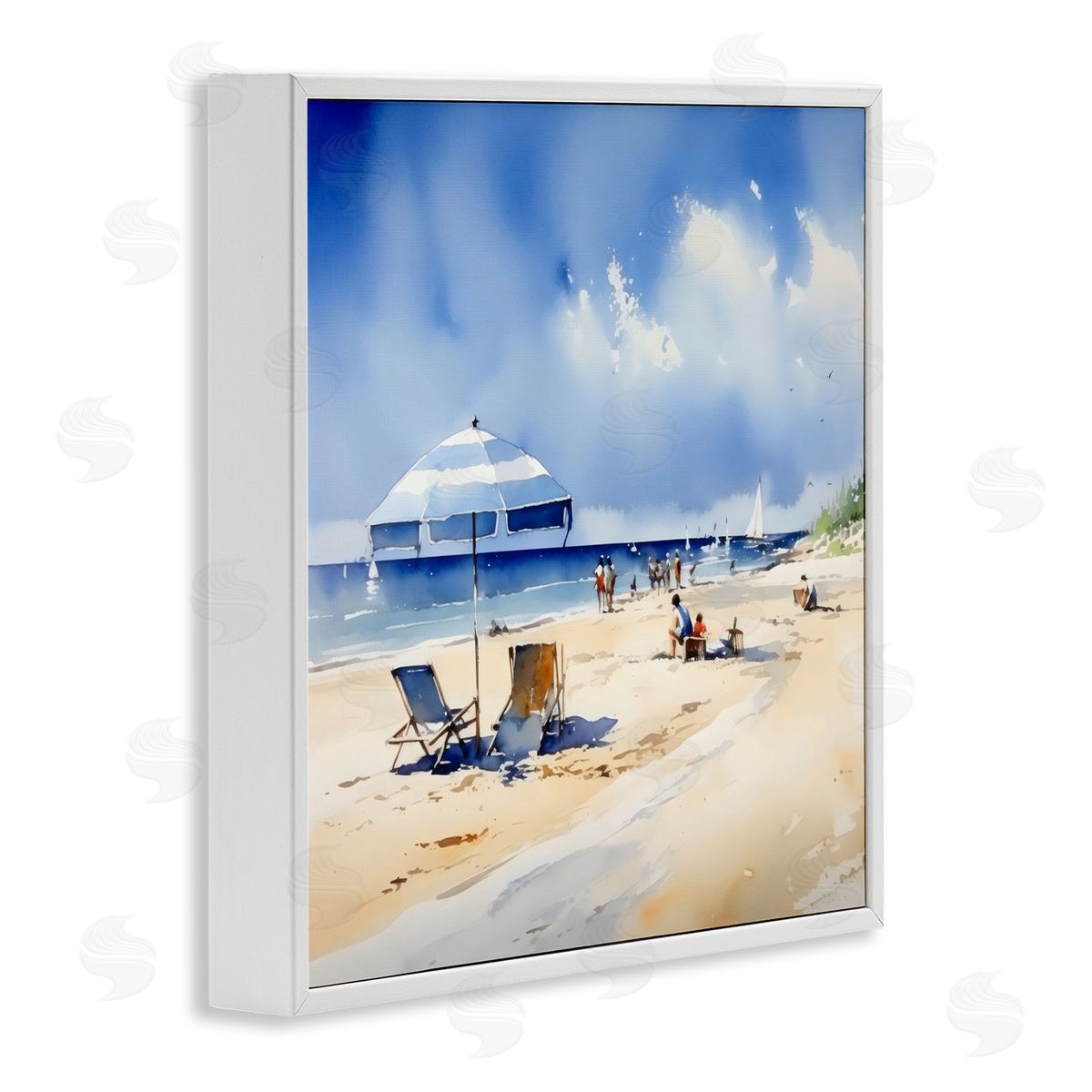 LSR Design Studio Stay A While Beach Outing White Frame Giclee Art Print