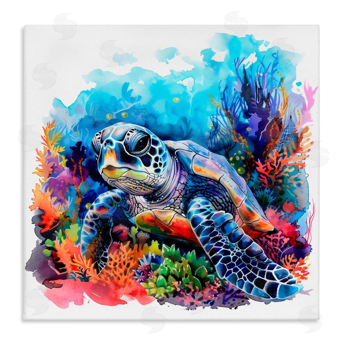 LSR Design Studio Sea Turtle Bright Impression Canvas Wall Art Print