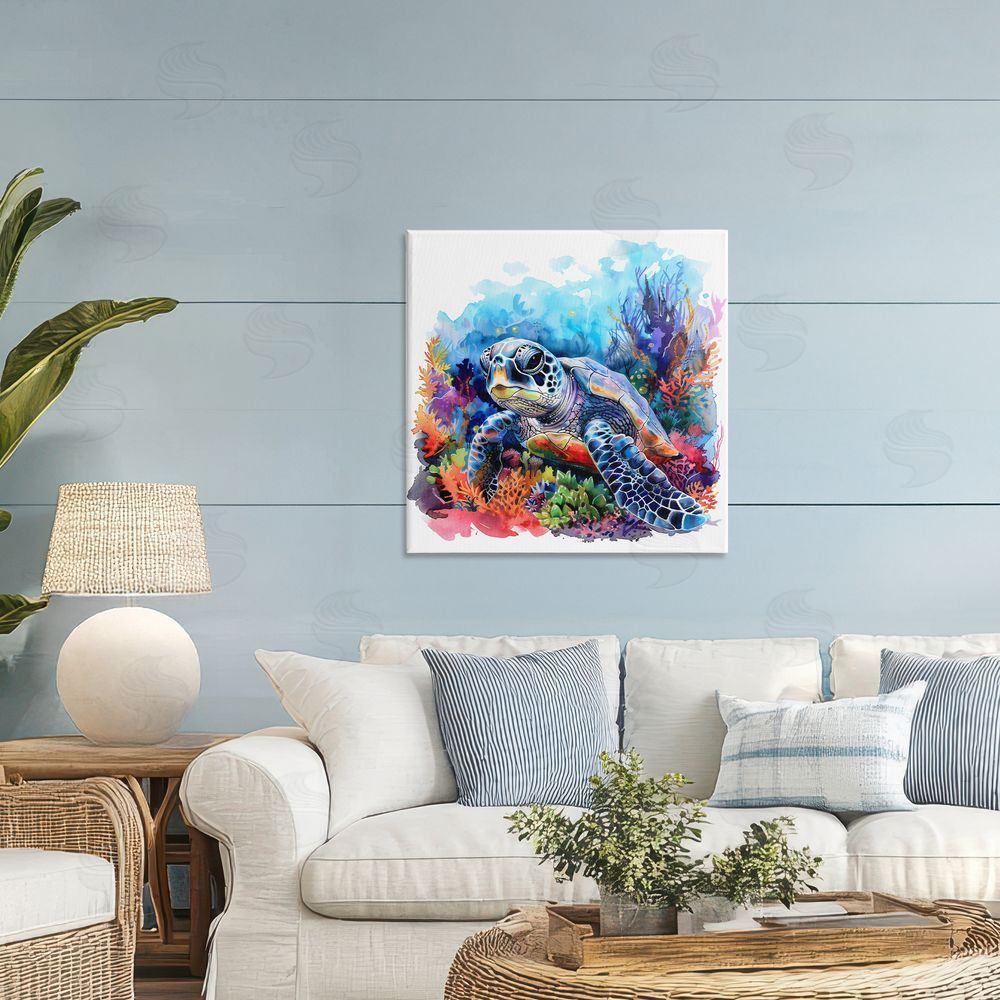LSR Design Studio Sea Turtle Bright Impression Printed Wall Art in Room
