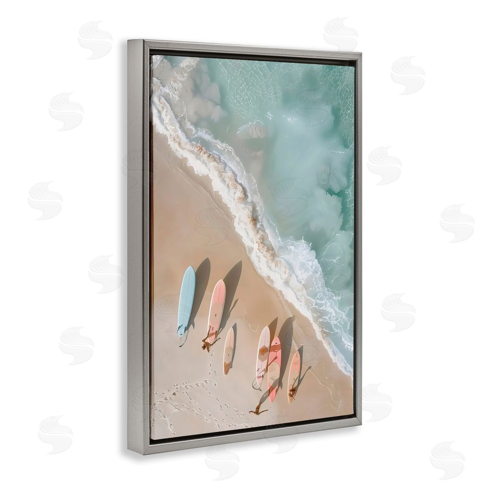 LSR Design Studio Pastel Boards on Shore Gray Floating Frame Canvas Art Print