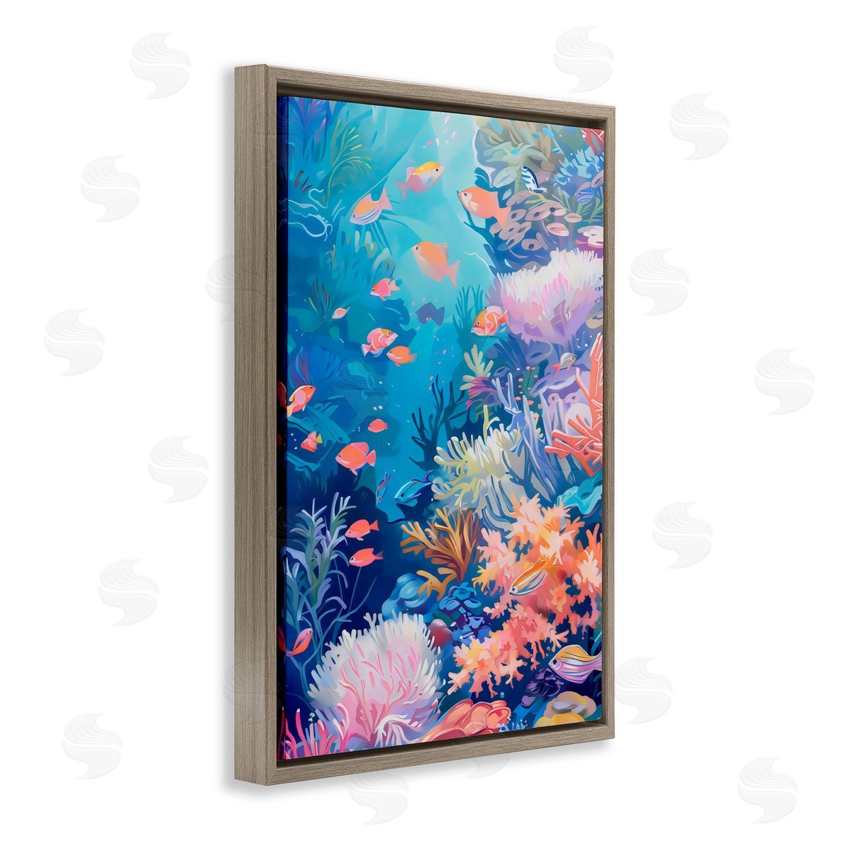 LSR Design Studio Under The Sea Exotic Fish Brown Floating Frame Canvas Art Print