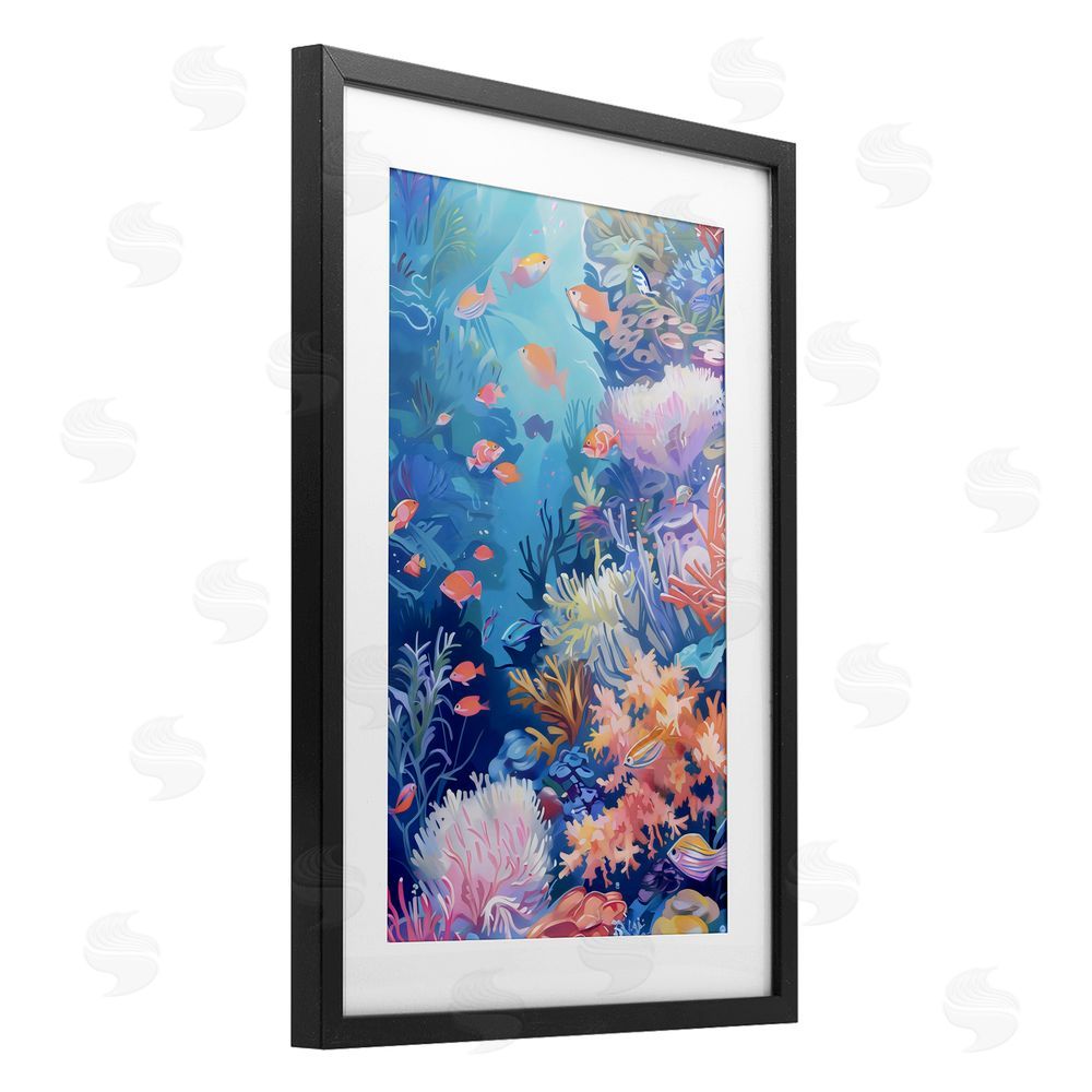 LSR Design Studio Under The Sea Exotic Fish Black Framed Print Under Glass Art