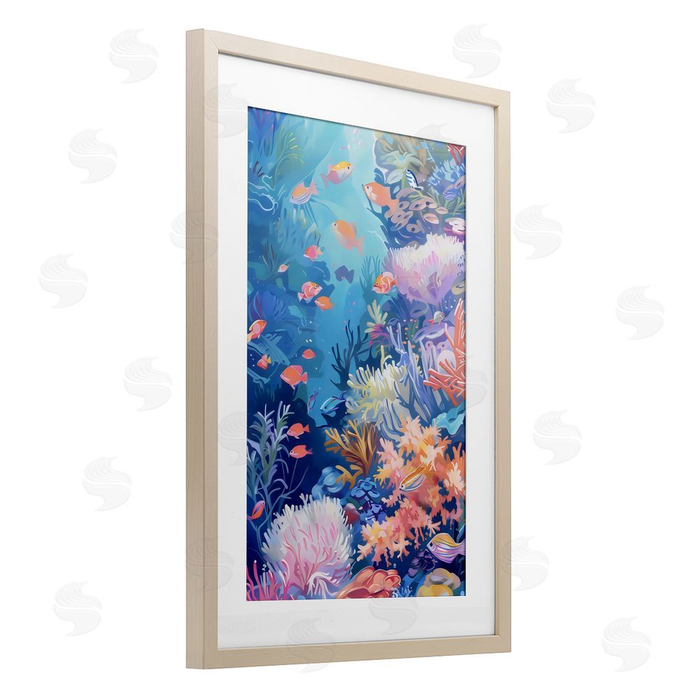 LSR Design Studio Under The Sea Exotic Fish Birch Framed Print Under Glass Art