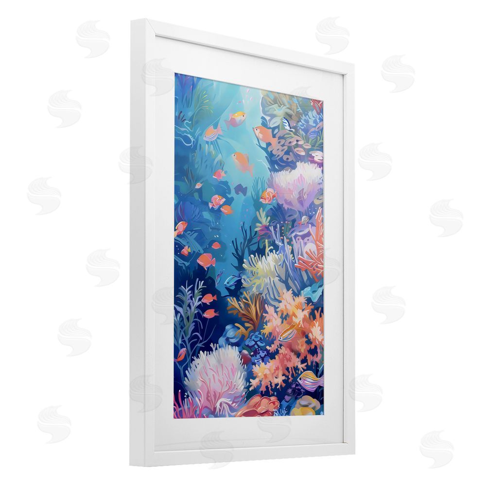 LSR Design Studio Under The Sea Exotic Fish White Framed Print Under Glass Art