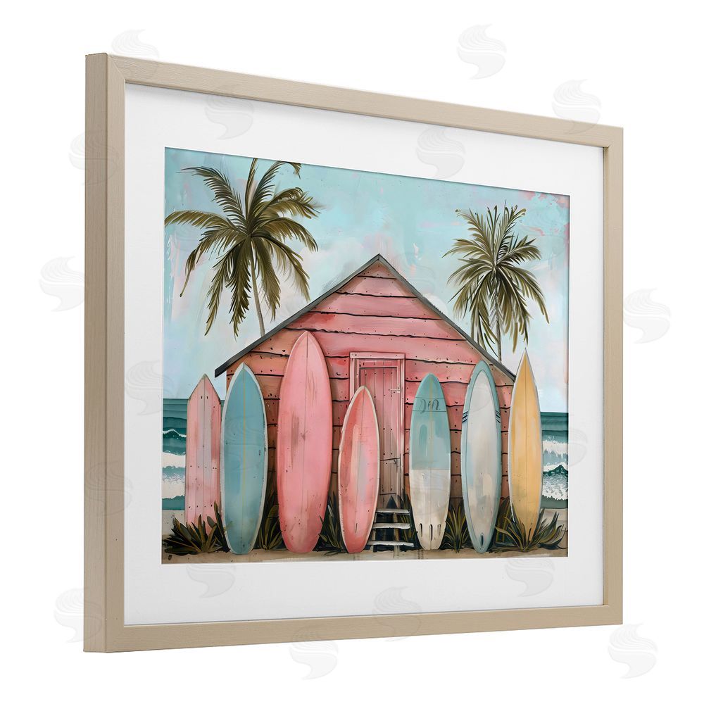 LSR Design Studio Pastel Boards Against Cabin Birch Framed Print Under Glass Art