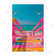 LSR Design Studio | Retro Pink Beach Stairs
