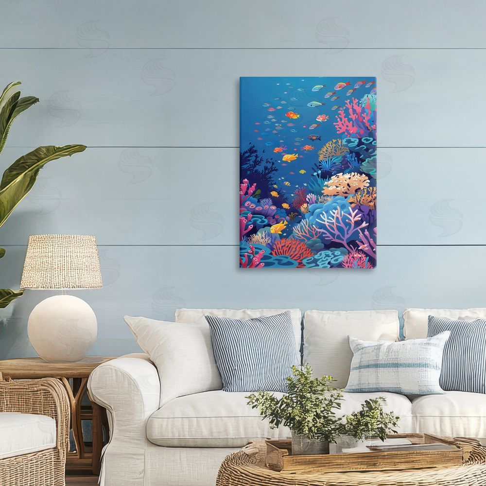 LSR Design Studio Tropic Life Coral Reef Printed Wall Art in Room
