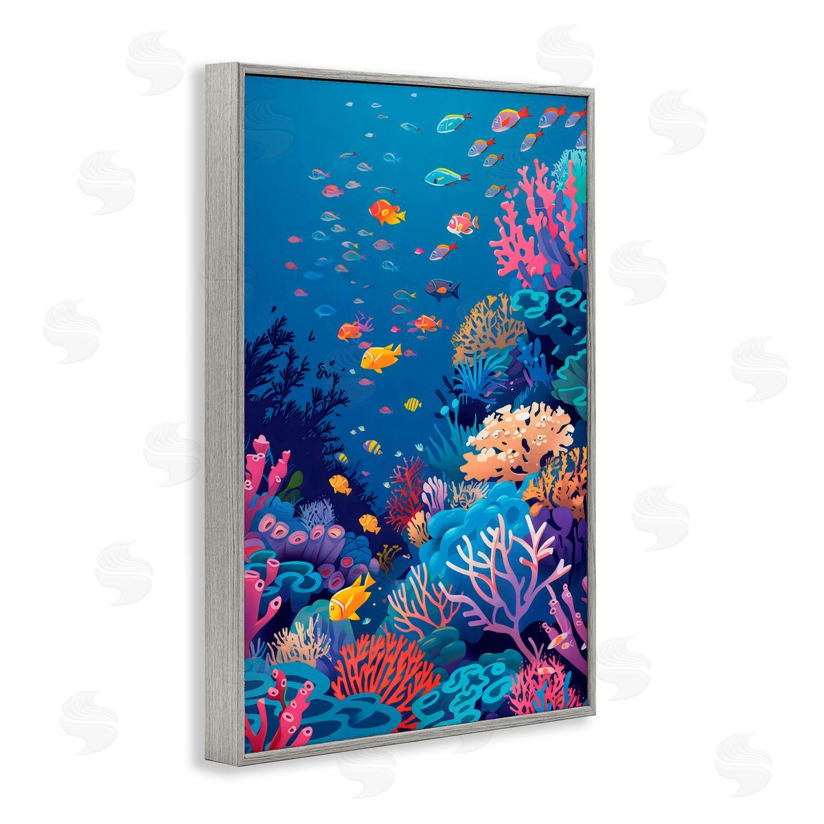 LSR Design Studio Tropic Life Coral Reef Gray Framed Giclee Art Print