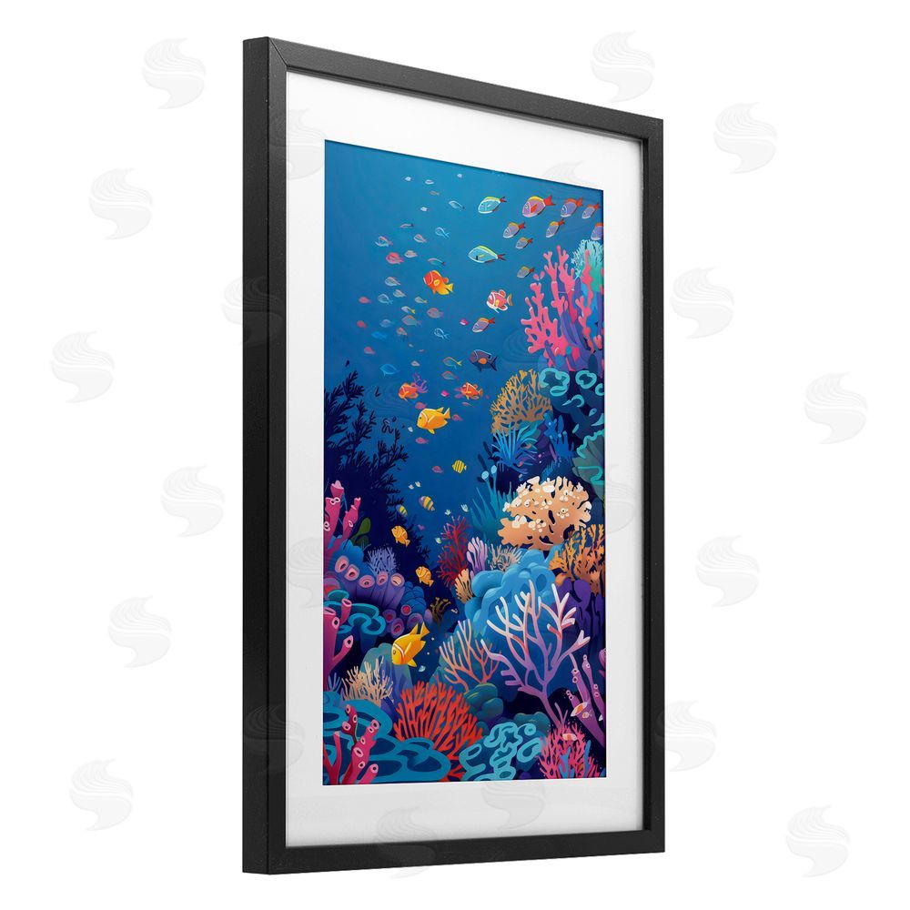 LSR Design Studio Tropic Life Coral Reef Black Framed Print Under Glass Art
