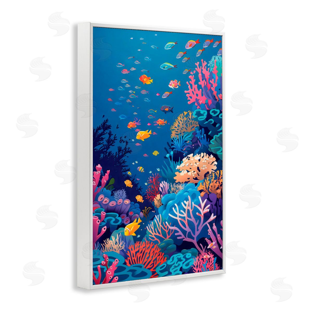 LSR Design Studio Tropic Life Coral Reef White Frame Giclee Art Print