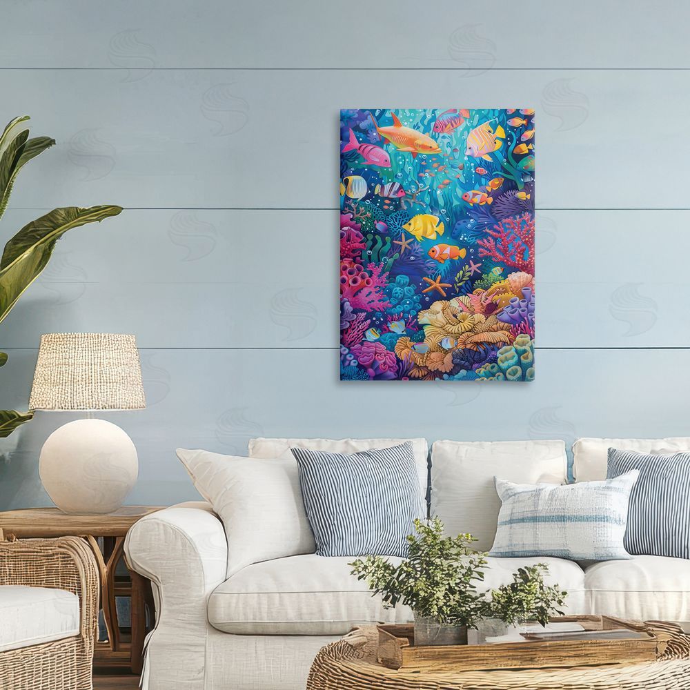 LSR Design Studio Exotic Tropic Life Fish Printed Wall Art in Room