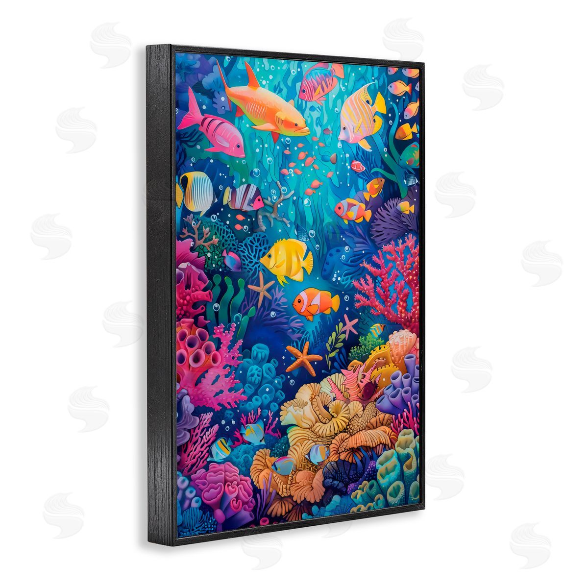 LSR Design Studio Exotic Tropic Life Fish Black Framed Giclee Art Print
