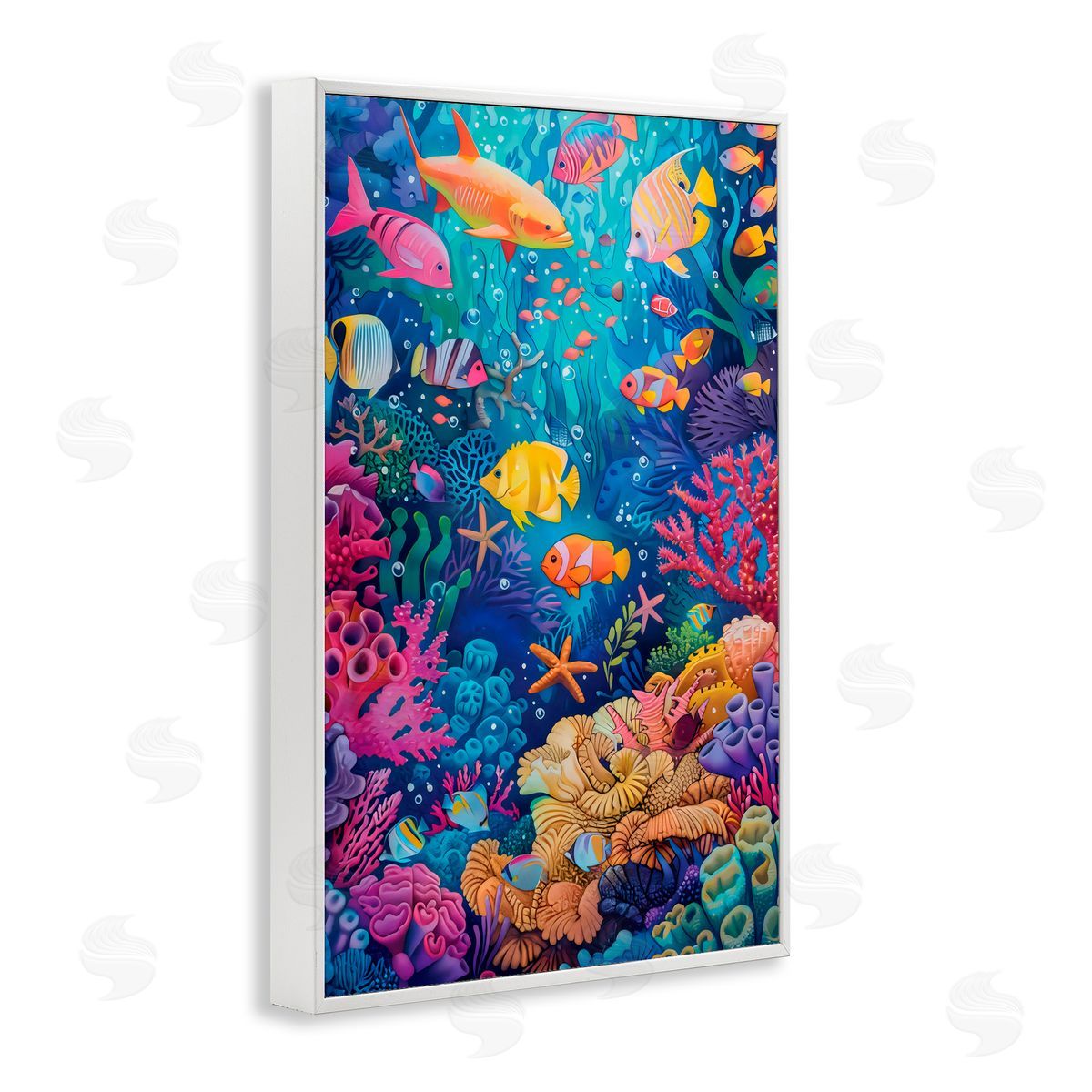 LSR Design Studio Exotic Tropic Life Fish White Frame Giclee Art Print