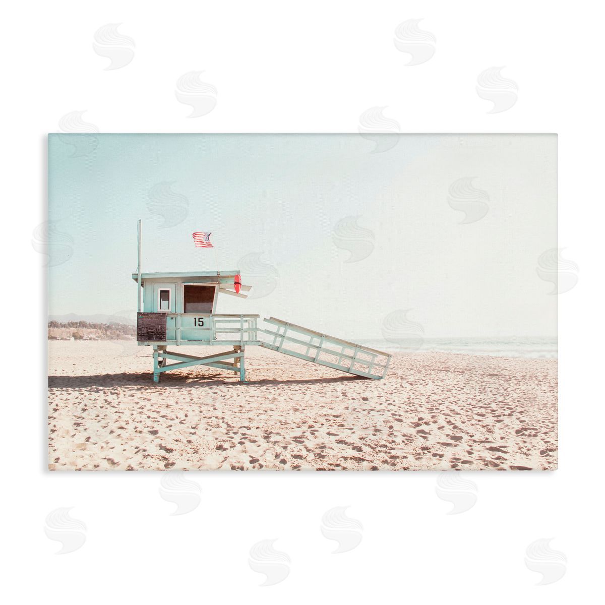 Sisi and Seb Lifeguard Hut USA Flag Canvas Wall Art Print