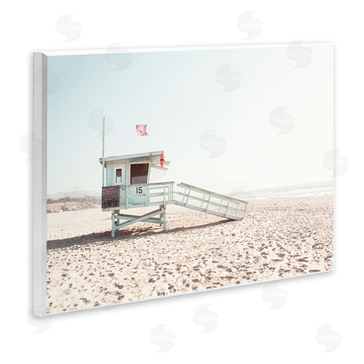 Sisi and Seb Lifeguard Hut USA Flag Wall Plaque Art Print