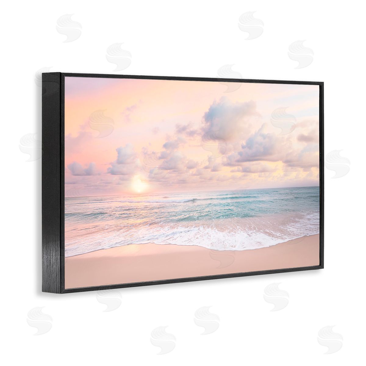 Sisi and Seb Cloudy Sunset Seaside Shore Black Framed Giclee Art Print