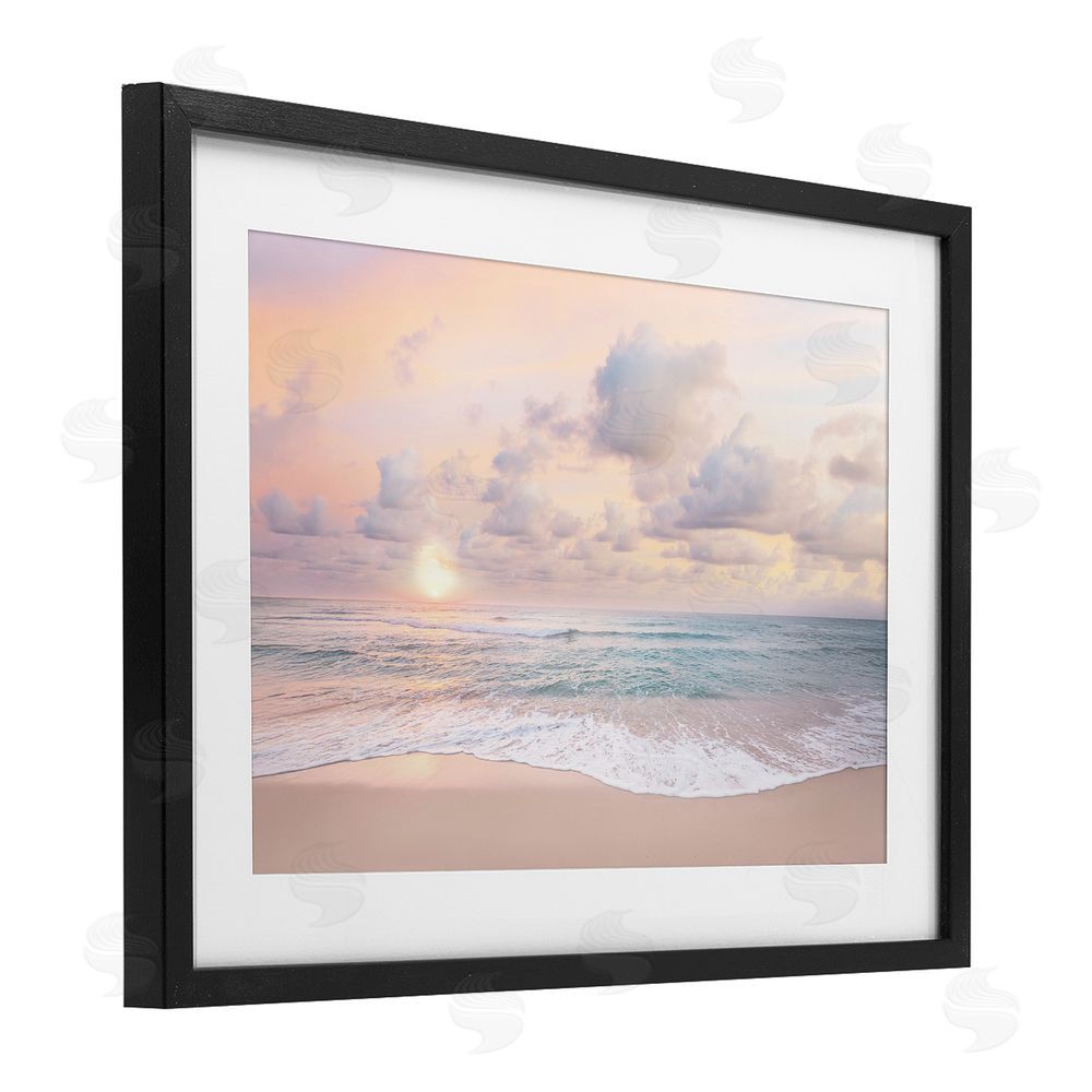 Sisi and Seb Cloudy Sunset Seaside Shore Black Framed Print Under Glass Art