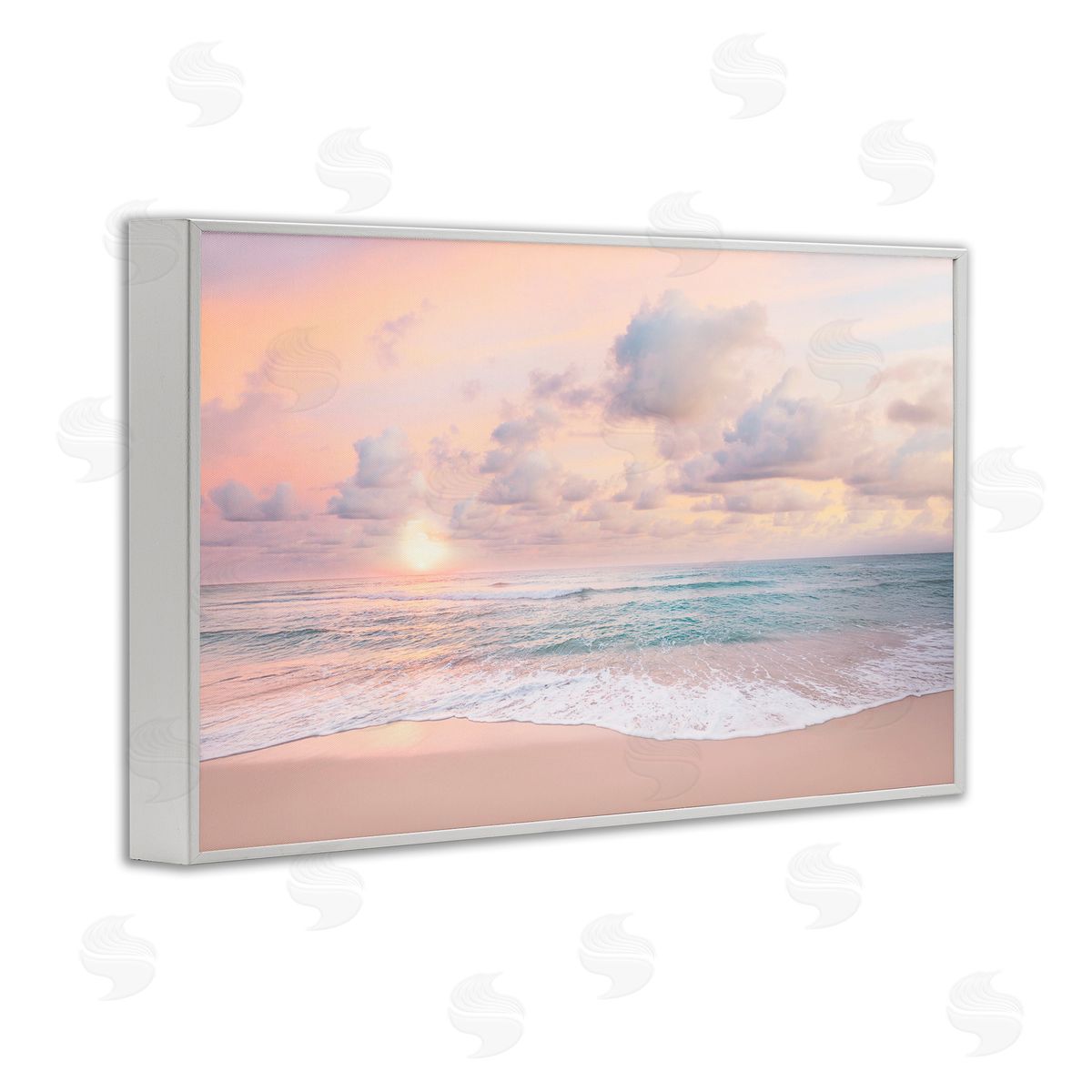 Sisi and Seb Cloudy Sunset Seaside Shore White Frame Giclee Art Print