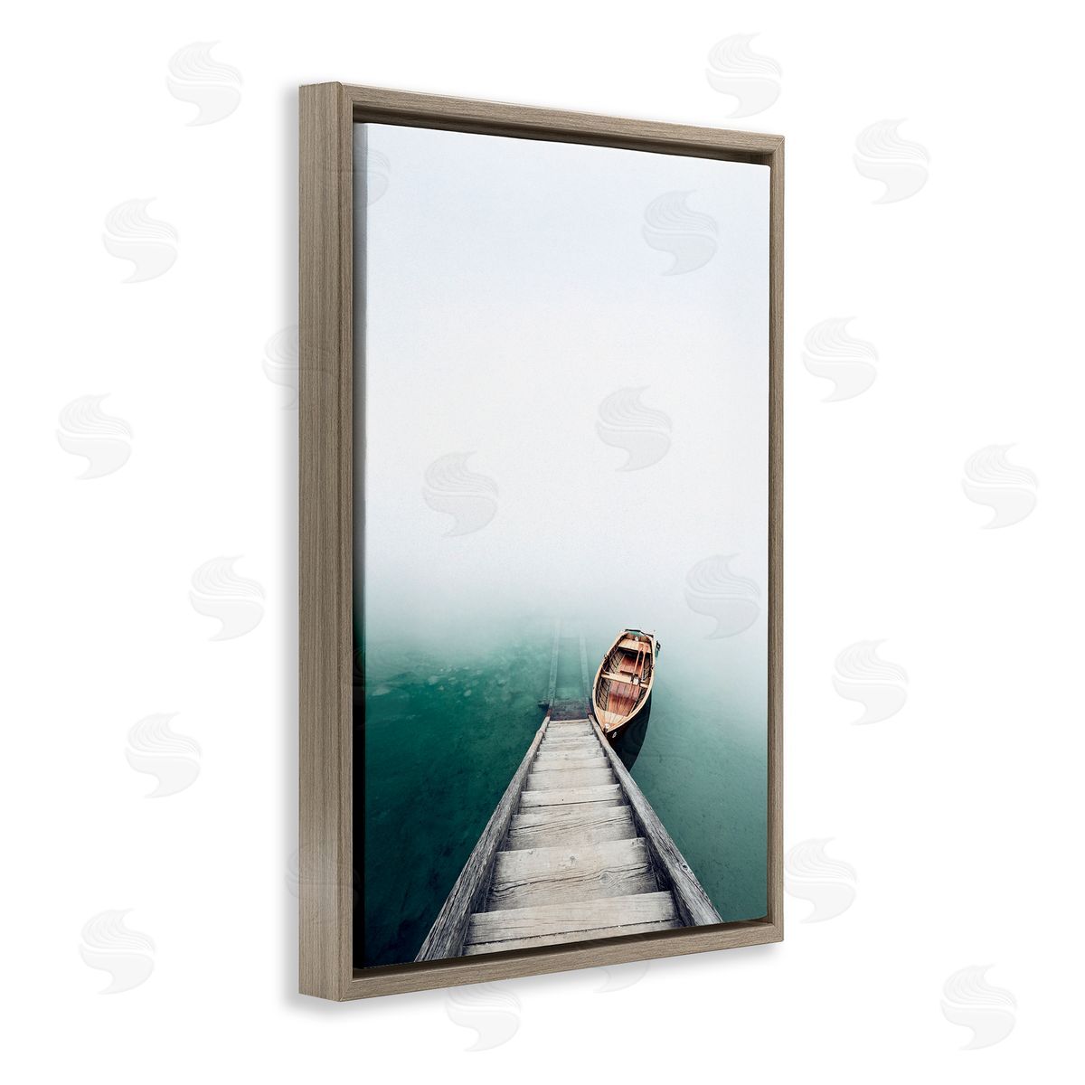 Sisi and Seb Boat At Bottom Of Stairs Brown Floating Frame Canvas Art Print