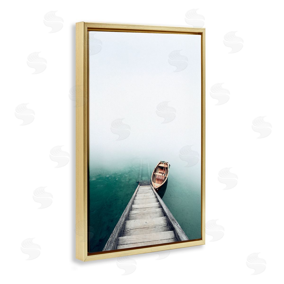 Sisi and Seb Boat At Bottom Of Stairs Gold Floating Frame Canvas Art Print