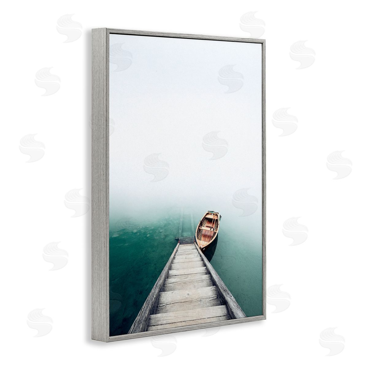 Sisi and Seb Boat At Bottom Of Stairs Gray Framed Giclee Art Print