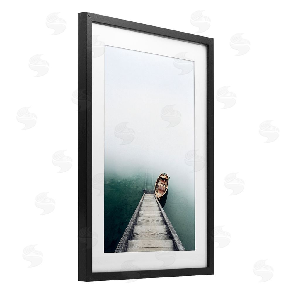 Sisi and Seb Boat At Bottom Of Stairs Black Framed Print Under Glass Art