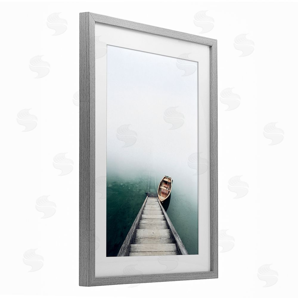 Sisi and Seb Boat At Bottom Of Stairs Gray Framed Print Under Glass Art