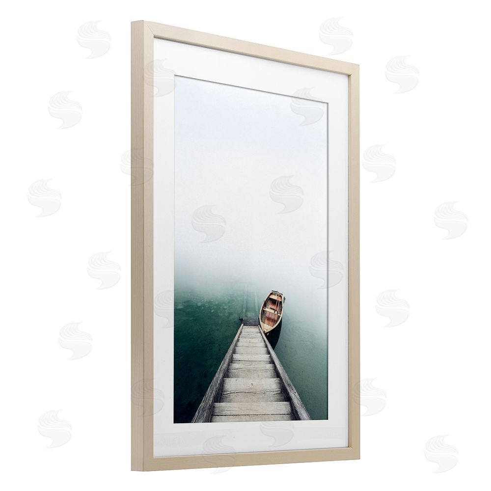 Sisi and Seb Boat At Bottom Of Stairs Birch Framed Print Under Glass Art