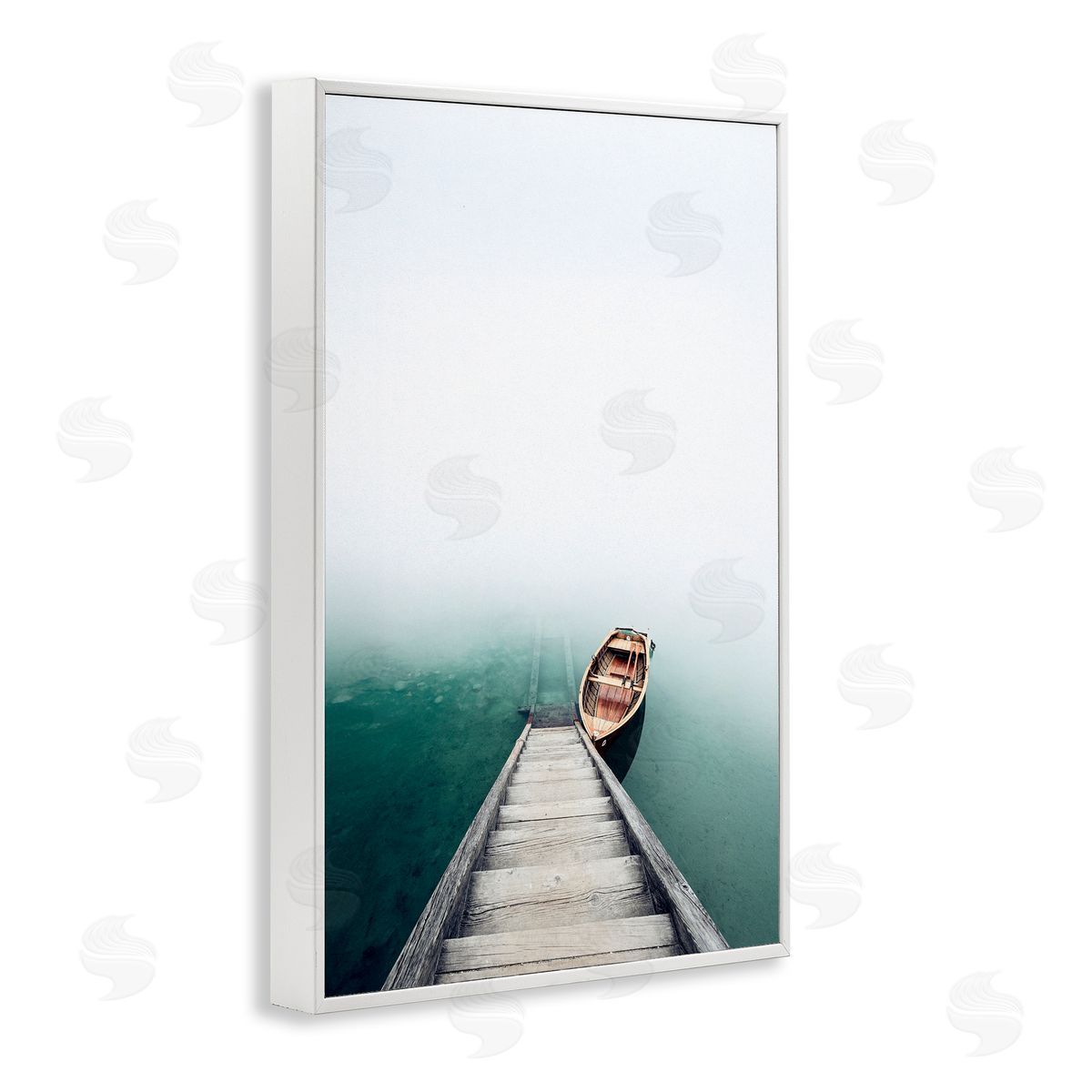Sisi and Seb Boat At Bottom Of Stairs White Frame Giclee Art Print