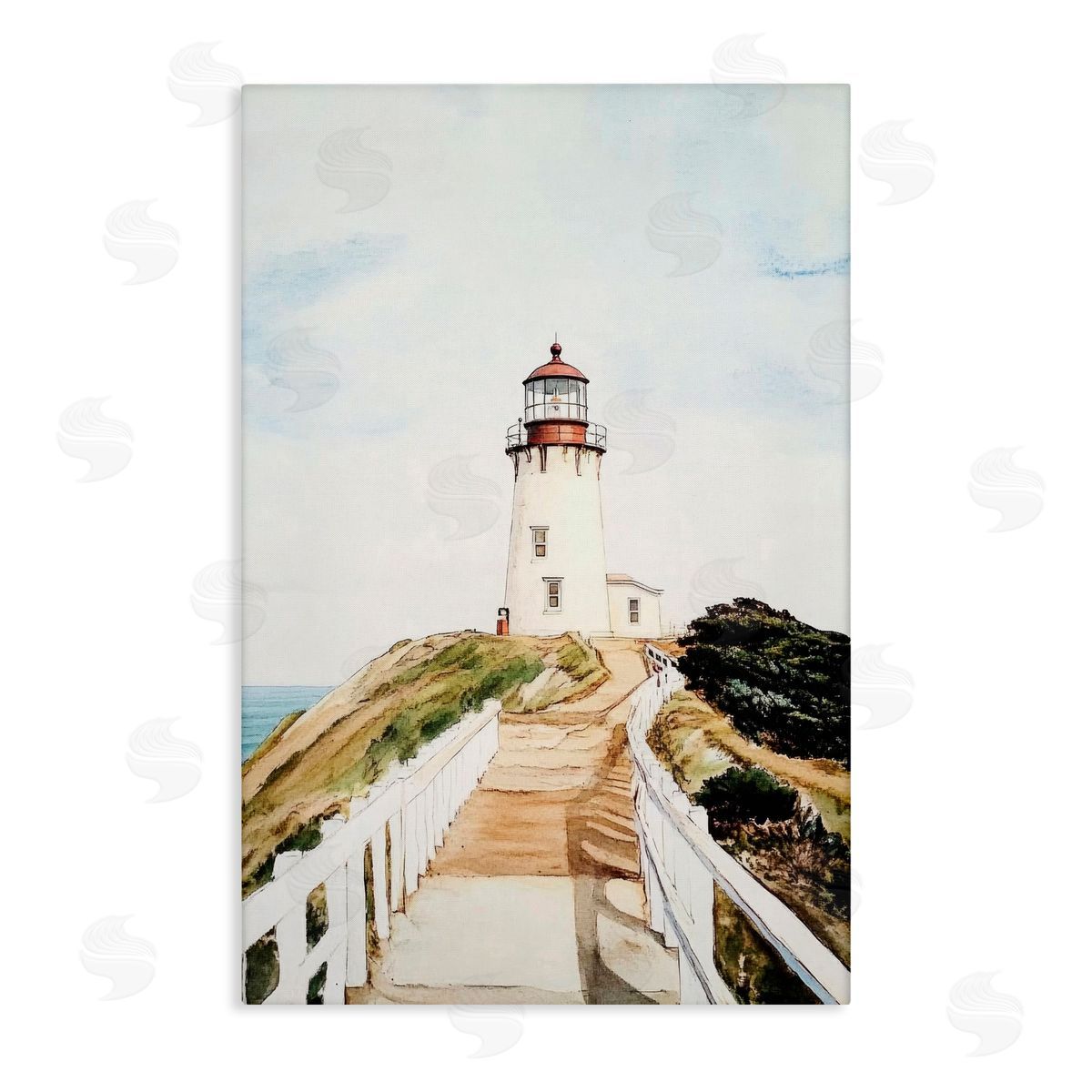 Sisi and Seb Lighthouse Path Traditional Canvas Wall Art Print