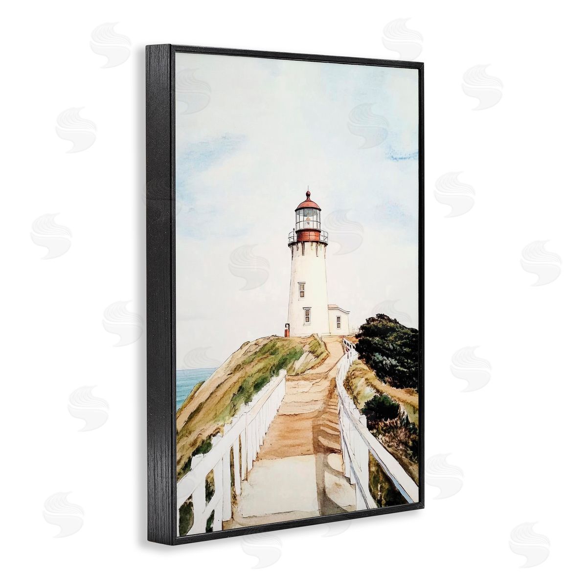 Sisi and Seb Lighthouse Path Traditional Black Framed Giclee Art Print