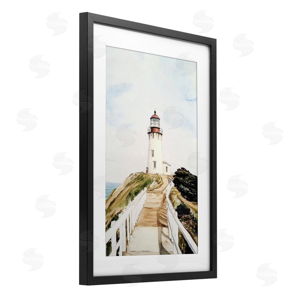 Sisi and Seb Lighthouse Path Traditional Black Framed Print Under Glass Art