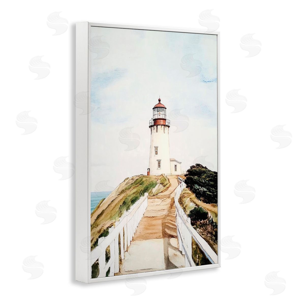 Sisi and Seb Lighthouse Path Traditional White Frame Giclee Art Print