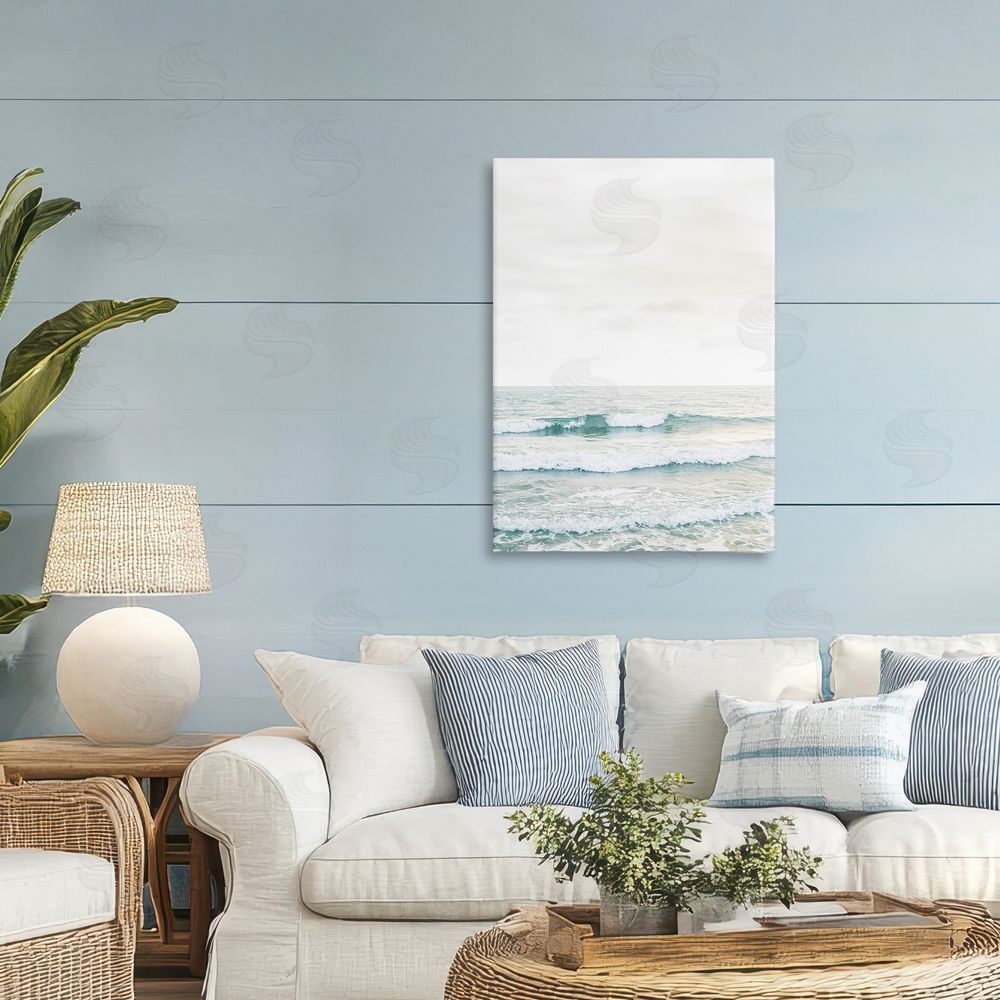 Sisi and Seb Rolling Ocean Waves Peace Printed Wall Art in Room