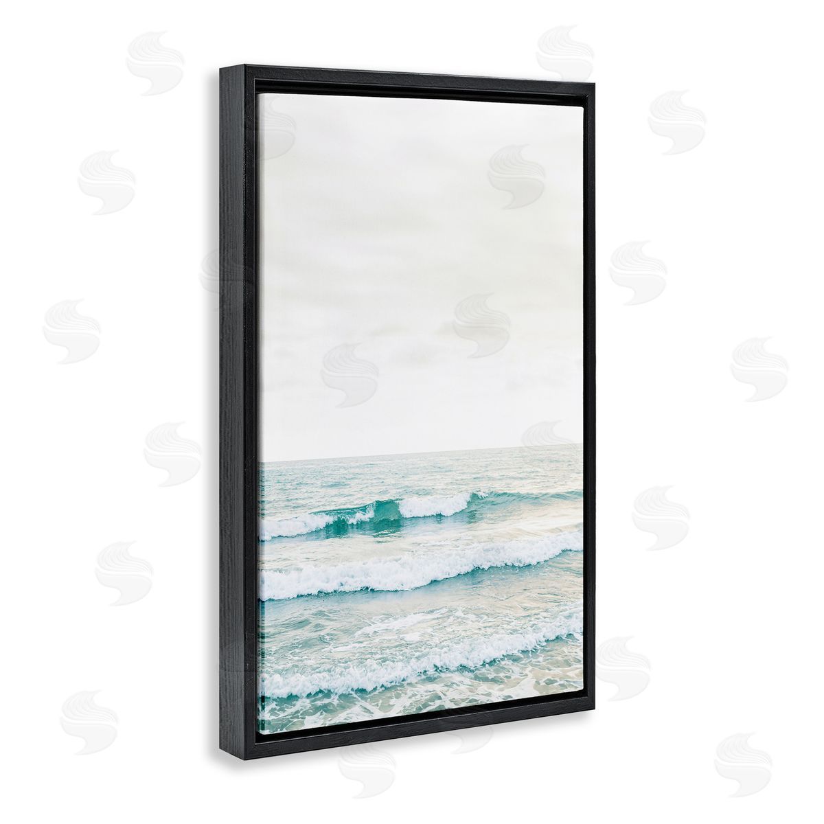 Sisi and Seb Rolling Ocean Waves Peace Black Floating Frame Canvas Wall Art Print