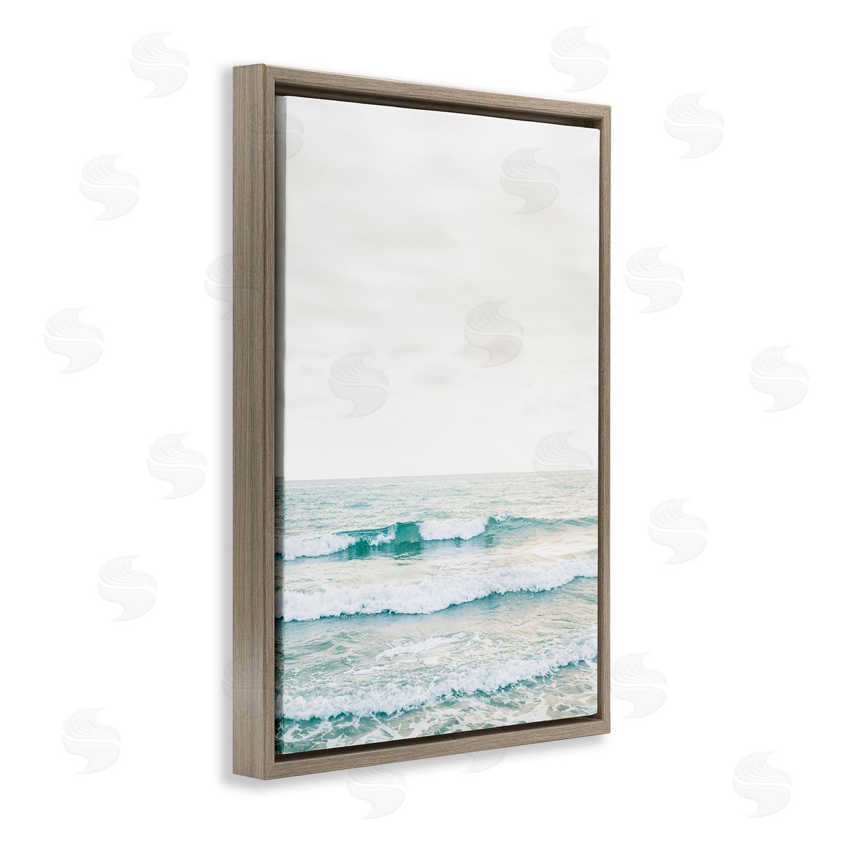 Sisi and Seb Rolling Ocean Waves Peace Brown Floating Frame Canvas Art Print